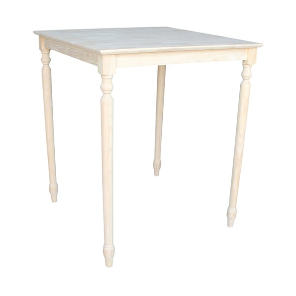 International Concepts Square Solid Wood Top Table, Turned Legs, Unfinished, 36 W, 36 L, 42 in H, Wood, Unfinished K-3636-342T - main
